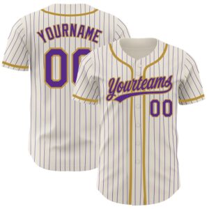 Cream Purple Pinstripe Old Gold Authentic Baseball&hellip;