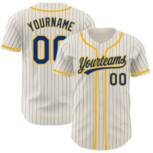 Cream Royal Pinstripe Gold Authentic Baseball Jersey,&hellip;