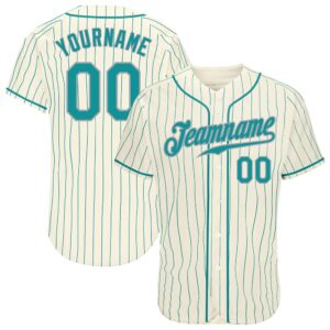 Cream Teal Pinstripe Teal-Gray Authentic Baseball Jersey,&hellip;