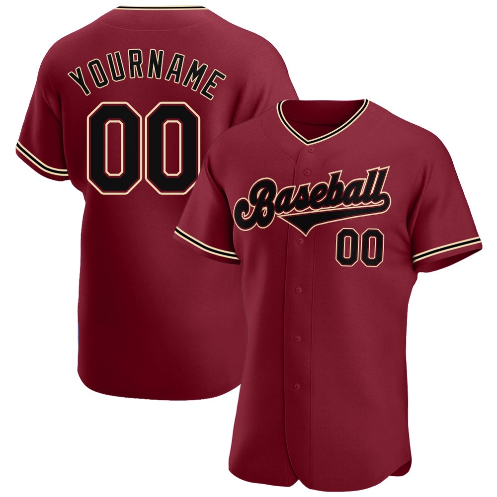 Crimson Black-City Cream Authentic Baseball Jersey, Custom Baseball Jersey, Personalized Sport Jersey