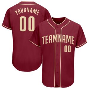 Crimson Cream Authentic Baseball Jersey, Custom Baseball&hellip;