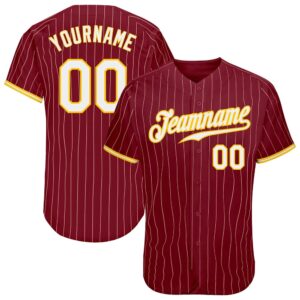 Crimson Cream Pinstripe Gold-White Authentic Baseball Jersey,&hellip;