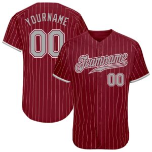 Crimson Cream Pinstripe Gray-White Authentic Baseball Jersey,&hellip;