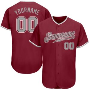 Crimson Gray-White Authentic Baseball Jersey, Custom Baseball&hellip;