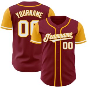 Crimson White-Gold Authentic Two Tone Baseball Jersey,&hellip;