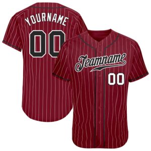 Crimson White Pinstripe Black-White Authentic Baseball Jersey,&hellip;