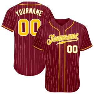 Crimson White Pinstripe Gold-White Authentic Baseball Jersey,&hellip;