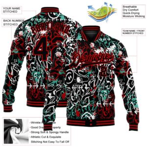 Custom Graffiti Pattern Black Red Abstract Grunge Art 3D Bomber Full Snap Baseball Jacket Custom Team Jacket 2 k46qqh.jpg