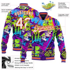 Custom Graffiti Pattern Orange White Grunge Street Art 3D Bomber Full Snap Baseball Jacket Custom Team Jacket 2 xjtde9.jpg
