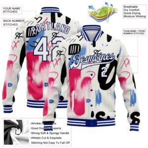 Custom Graffiti Pattern White Royal Grunge Art 3D Bomber Full Snap Baseball Jacket Custom Team Jacket 2 rgvl2q.jpg