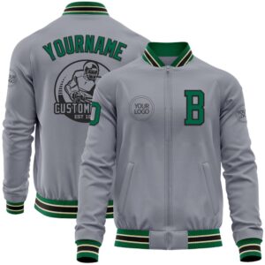 Custom Gray Kelly Green Black Cream Bomber&hellip;