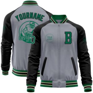 Custom Gray Kelly Green Cream Black Bomber&hellip;