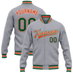 Custom Gray Kelly Green Orange Bomber Full&hellip;