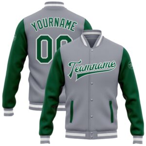 Custom Gray Kelly Green White Bomber Full&hellip;