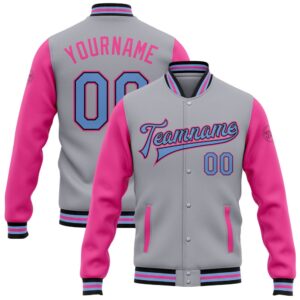 Custom Gray Light Blue Black Pink Bomber&hellip;