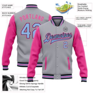 Custom Gray Light Blue Black Pink Bomber Full Snap Varsity Baseball Jacket Custom Team Jacket 2 lbdgj8.jpg
