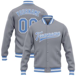 Custom Gray Light Blue White Bomber Full&hellip;