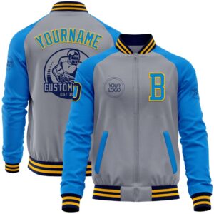 Custom Gray Navy Gold Powder Blue Varsity&hellip;