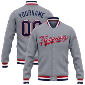 Custom Gray Navy White Red Bomber Full&hellip;