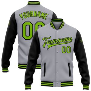 Custom Gray Neon Green Black Bomber Full&hellip;