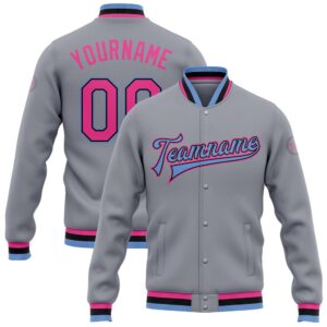 Custom Gray Pink Black Light Blue Bomber&hellip;