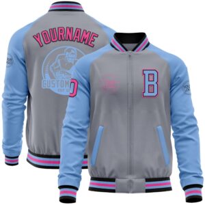 Custom Gray Pink Black Light Blue Bomber&hellip;