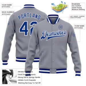 Custom Gray Royal White Bomber Full Snap Baseball Jacket Custom Team Jacket 2 nsvegi.jpg