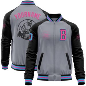 Custom Gray Sky Blue Black Pink Bomber&hellip;