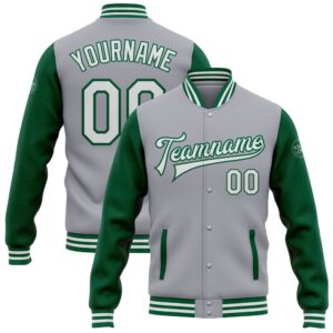 Custom Gray White Kelly Green Bomber Full&hellip;