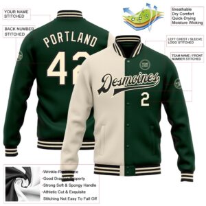 Custom Green Cream Black Bomber Full Snap Varsity Letterman Split Fashion Jacket Custom Team Jacket 2 ekdgtv.jpg