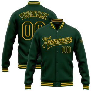 Custom Green Gold Bomber Full Snap Baseball&hellip;