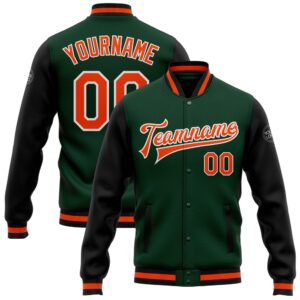 Custom Green Orange Black Bomber Full Snap&hellip;