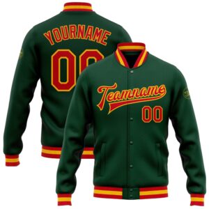 Custom Green Red Gold Bomber Full Snap&hellip;