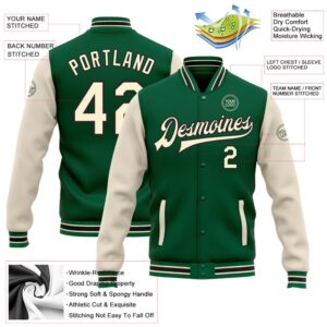 Custom Kelly Green Cream Black Bomber Full Snap Varsity Baseball Jacket Custom Team Jacket 2 rzm4kx.jpg