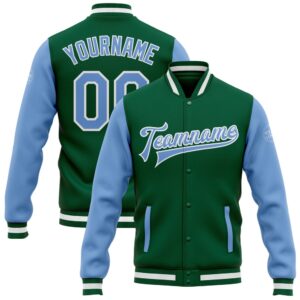 Custom Kelly Green Light Blue White Bomber&hellip;
