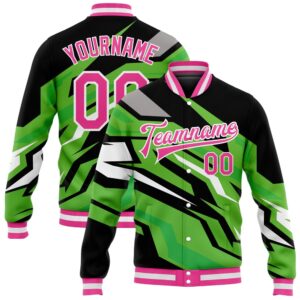 Custom Kelly Green Pink Black 3D Pattern&hellip;