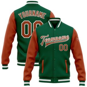 Custom Kelly Green Texas Orange White Bomber&hellip;