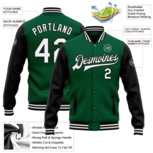 Custom Kelly Green White Black Bomber Full Snap Varsity Baseball Jacket Custom Team Jacket 2 uhkalv.jpg