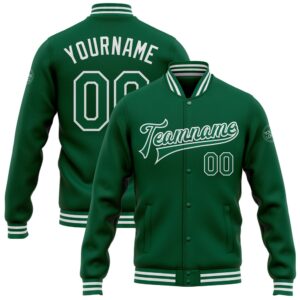 Custom Kelly Green White Bomber Full Snap&hellip;
