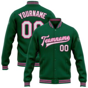 Custom Kelly Green White Pink Bomber Full&hellip;