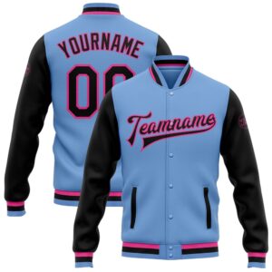 Custom Light Blue Black Pink Bomber Full&hellip;