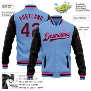 Custom Light Blue Black Pink Bomber Full Snap Varsity Baseball Jacket Custom Team Jacket 2 zgr8gz.jpg