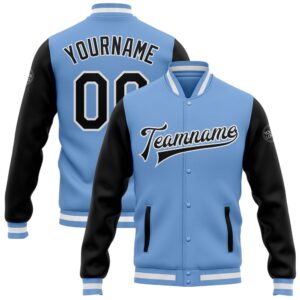 Custom Light Blue Black White Bomber Full&hellip;