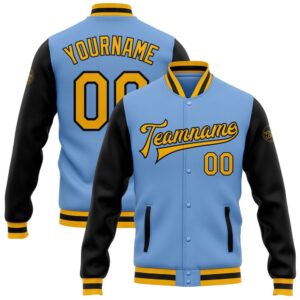 Custom Light Blue Gold Black Bomber Full&hellip;