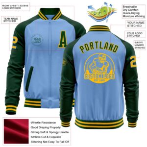 Custom Light Blue Gold Green Bomber Varsity Baseball Jacket Custom Team Jacket 2 qofjcg.jpg