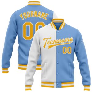 Custom Light Blue Gold White Bomber Full&hellip;
