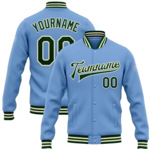 Custom Light Blue Green Cream Bomber Full&hellip;