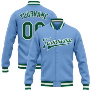 Custom Light Blue Kelly Green White Bomber&hellip;