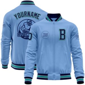 Custom Light Blue Navy Gray Teal Bomber&hellip;