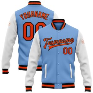 Custom Light Blue Orange Black Bomber Full&hellip;